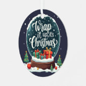 クリスマススノーグローブデザイン メタルオーナメント (正面左)