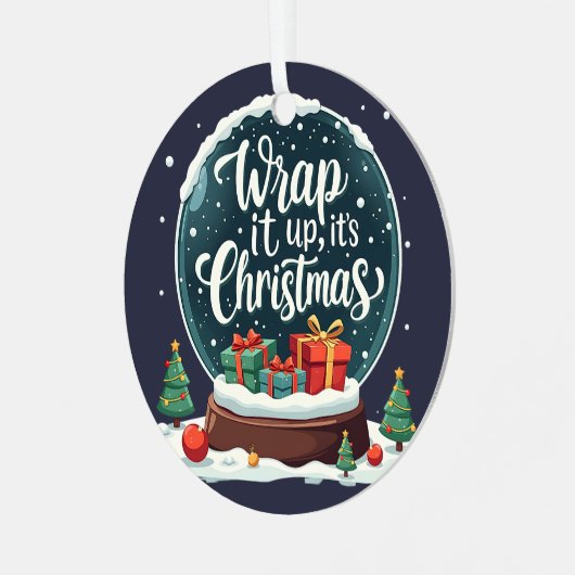 クリスマススノーグローブデザイン メタルオーナメント (正面左)