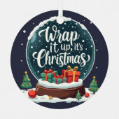 クリスマススノーグローブデザイン メタルオーナメント (正面)