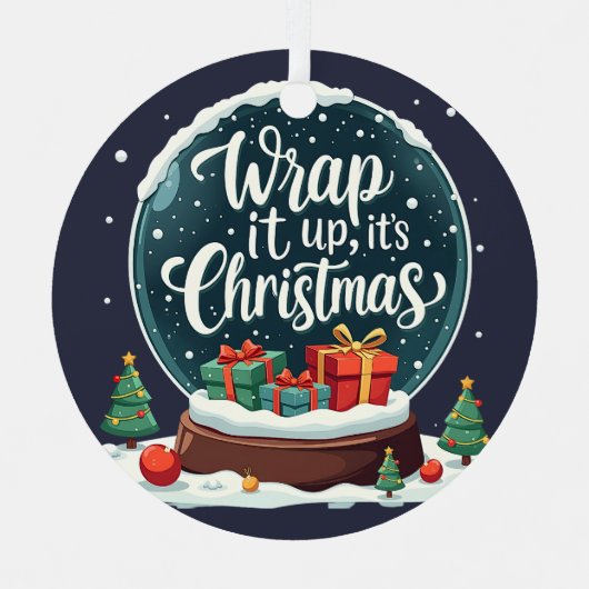 クリスマススノーグローブデザイン メタルオーナメント (正面)