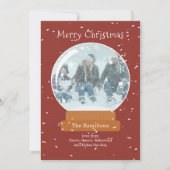 クリスマススノーグローブフォトカパーソナライズされたード 招待状 (正面)