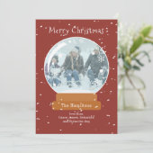 クリスマススノーグローブフォトカパーソナライズされたード 招待状 (スタンド正面)