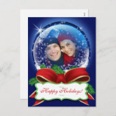 クリスマススノーグローブホリデーフォトパーソナライズされたー シーズンポストカード (正面/裏面)