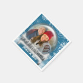 クリスマススノーグローブ写真テンプレート パーソナライズされた スタンダードカクテルナプキン (角)