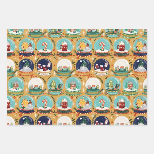 クリスマススノーグローブ格言//ジンジャーブレッドハウス// ラッピングペーパーシート (正面3)