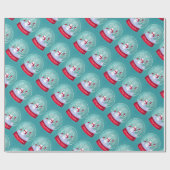 クリスマススノーグローブ雪だるまと(鳥)ショウジョウコウカンチョウレッドバード ラッピングペーパー (フラット)