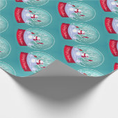 クリスマススノーグローブ雪だるまと(鳥)ショウジョウコウカンチョウレッドバード ラッピングペーパー (角)