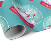 クリスマススノーグローブ雪だるまと(鳥)ショウジョウコウカンチョウレッドバード ラッピングペーパー (ロールコーナー)