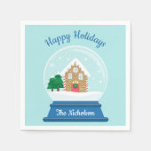 クリスマススノーグローブ スタンダードカクテルナプキン (正面)