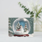 クリスマススノーグローブ ポストカード (スタンド正面)