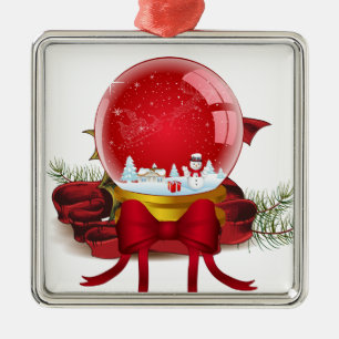 クリスマススノーグローブ メタルオーナメント