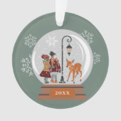 クリスマススノーグローブ |人と鹿パーソナライズされた、 オーナメント (正面)