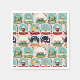 クリスマススノーグローブ//格言//ジンジャーブレッドハウス// スタンダードカクテルナプキン