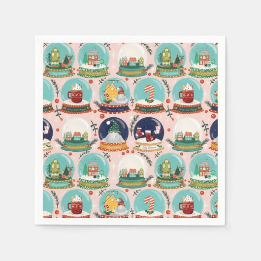 クリスマススノーグローブ//格言//ジンジャーブレッドハウス// スタンダードカクテルナプキン (正面)