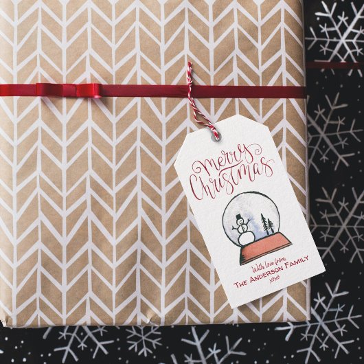 クリスマススノーグローブ{RED} ギフトタグ