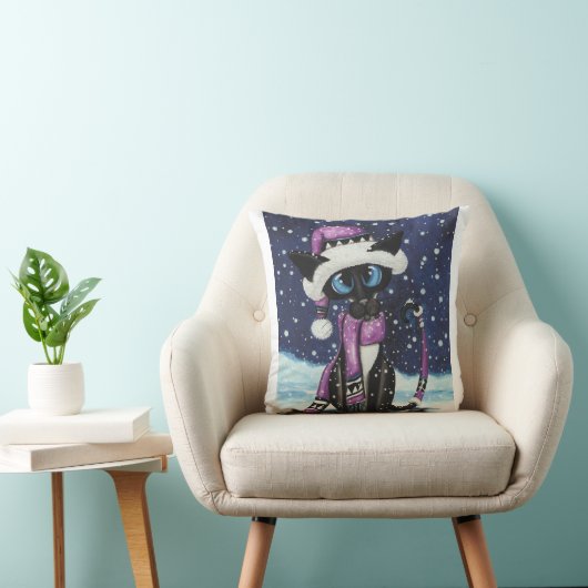 クリスマススノーシアメズキャットアメリカンMoJo枕 クッション (椅子)