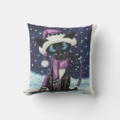 クリスマススノーシアメズキャットアメリカンMoJo枕 クッション (正面)