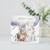 クリスマススノーシーンホリデー名のパーソナライズ シーズンカード (スタンド正面)