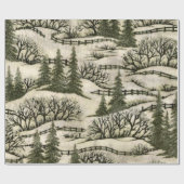 クリスマススノーシーン光沢のあるラッピング紙 ラッピングペーパー (フラット)