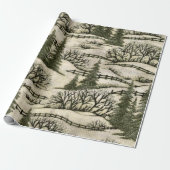クリスマススノーシーン光沢のあるラッピング紙 ラッピングペーパー (アンロールド)
