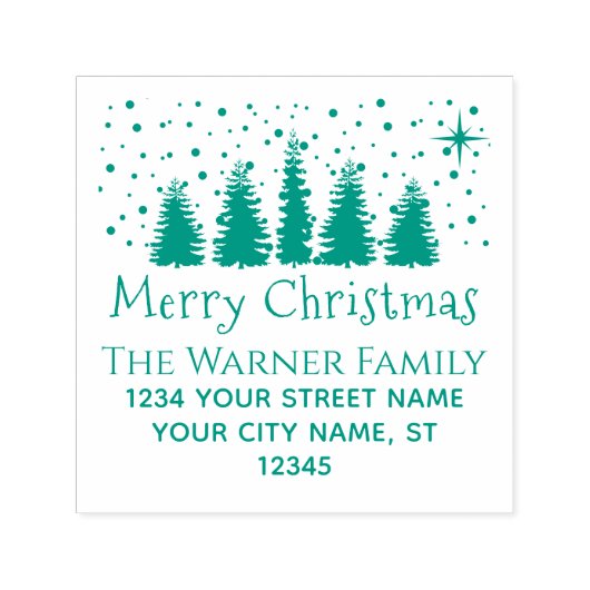 クリスマススノーツリーズファミリー名差出人住所 セルフインキングスタンプ (デザイン)