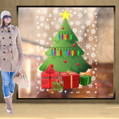 クリスマススノーツリープレゼントホームストアフロントビニル ウィンドウサイン