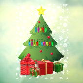 クリスマススノーツリープレゼントホームストアフロントビニル ウィンドウサイン (シート3)