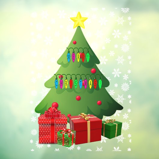 クリスマススノーツリープレゼントホームストアフロントビニル ウィンドウサイン (シート3)