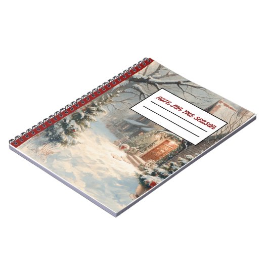 クリスマススノーハウスノートブックホリデースノーコータグ ノートブック (左側)