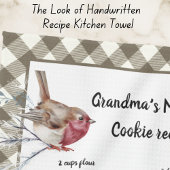 クリスマススノーバードレシピキープサケベージュプレイド キッチンタオル
