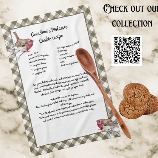 クリスマススノーバードレシピキープサケベージュプレイド キッチンタオル