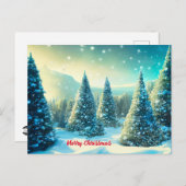クリスマススノーパインツリーフォレストウィンターワンダーランド シーズンポストカード (正面/裏面)