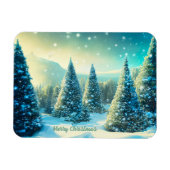 クリスマススノーパインツリーフォレストウィンターワンダーランド マグネット (横)