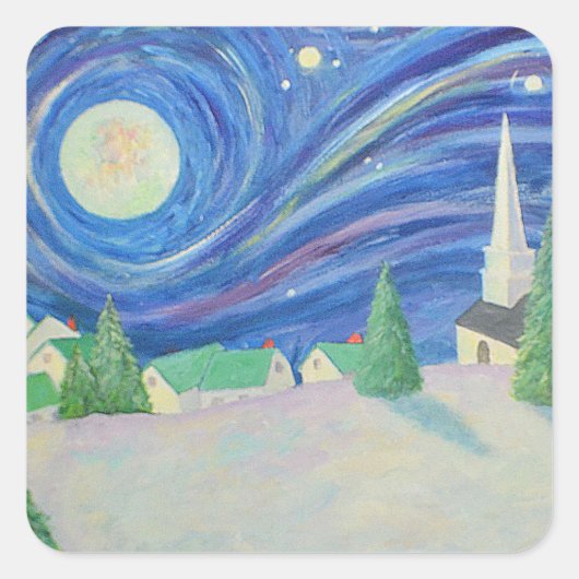 クリスマススノービレッジステッカー スクエアシール (正面)