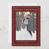 クリスマススノーフォールマルーンレッド金ゴールド2写真 シーズンカード (正面)