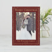 クリスマススノーフォールマルーンレッド金ゴールド2写真 シーズンカード (スタンド正面)