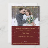 クリスマススノーフォールマルーンレッド金ゴールド2写真 シーズンカード (裏面)