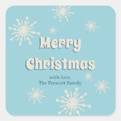 クリスマススノーフレークおもしろいかわいいウィンターブルーホワイト スクエアシール (正面)