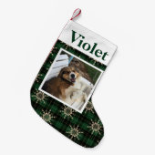クリスマススノーフレークおもしろいキッズまたはペット写真スモールC スモールクリスマスストッキング (正面 (吊り時))