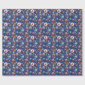 クリスマススノーフレークお気に入りの8家族写真ブルー ラッピングペーパー (フラット)