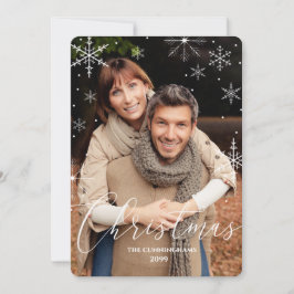 クリスマススノーフレークとタイポグラフィ写真 シーズンカード