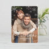 クリスマススノーフレークとタイポグラフィ写真 シーズンカード (スタンド正面)