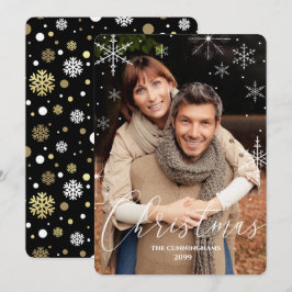 クリスマススノーフレークとタイポグラフィ写真 シーズンカード