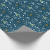 クリスマススノーフレークとランタンカートゥーンスタイル ラッピングペーパー (角)