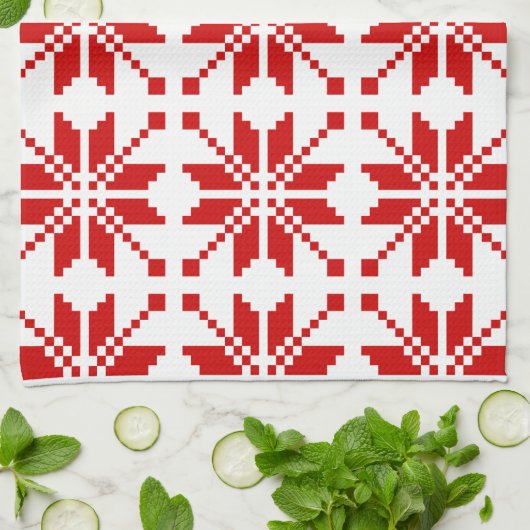 クリスマススノーフレークのクリスマスパターン キッチンタオル (折り畳み)