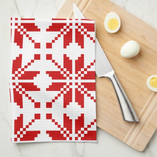 クリスマススノーフレークのクリスマスパターン キッチンタオル (四つ折り)