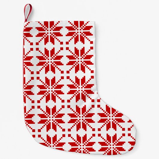 クリスマススノーフレークのクリスマスパターン スモールクリスマスストッキング (正面)