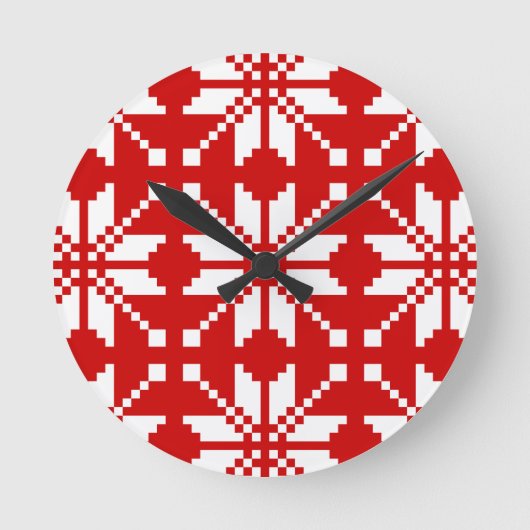 クリスマススノーフレークのクリスマスパターン ラウンド壁時計 (正面)