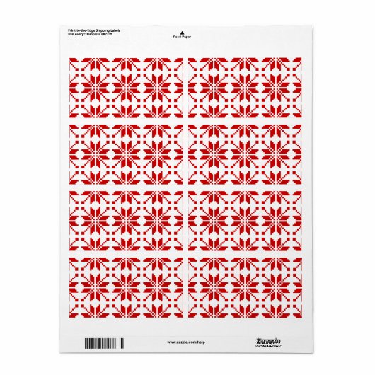 クリスマススノーフレークのクリスマスパターン ラベル (フルシート)