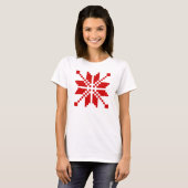 クリスマススノーフレークのクリスマスパターン Tシャツ (正面フル)